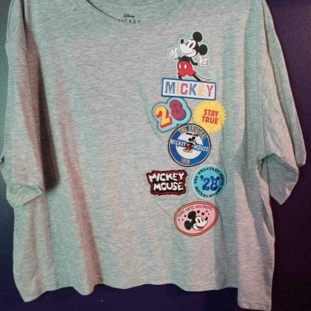 Mickey Mouse Crop Top with Patches XXXL in Grey